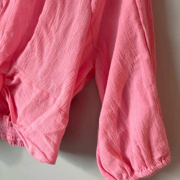 HYFVE pink Womens Long Sleeve Crop front knot 💯 cotton top in M - Picture 5 of 12
